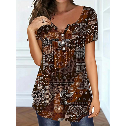 New Arrival✨🌸 Breathable V-Neck Top with Unique Print