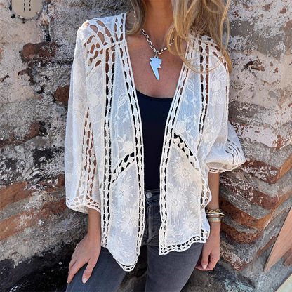 Limited-Time⌛🌿 Floral Crochet Cover Up with Relaxed Sleeves – Breathable & Stylish for Any Occasion