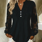 Trending Now⭐👚 Long Sleeve V-Neck Top with Delicate Lace Detail