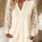 Trending Now⭐👚 Long Sleeve V-Neck Top with Delicate Lace Detail