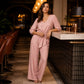 Summer Favorite☀️🌺 Lightweight Two-Piece Set – V-Neck Top & Comfort Wide-Leg Pants for Everyday Elegance