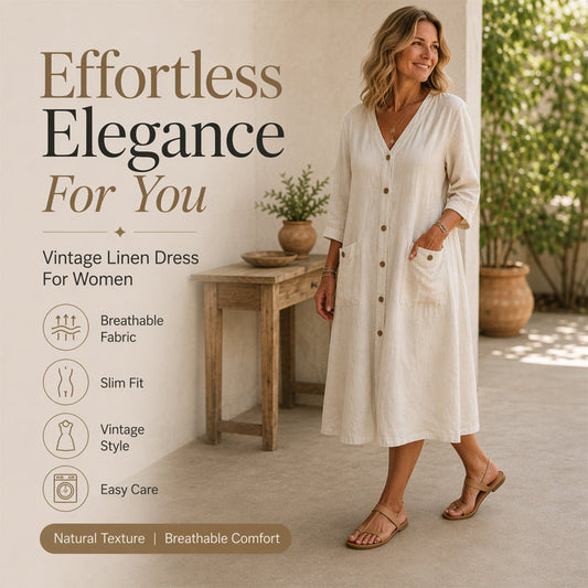 New Arrival✨🌿 Relaxed Fit Button-Down Dress with Side Pockets