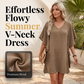 Trending Now⭐💃 Elegant V-Neck Dress with Ruffle Detail – Versatile Silhouette for Every Body Type