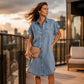 Trending Now⭐💃 Versatile Casual Denim Dress with Front Buttons