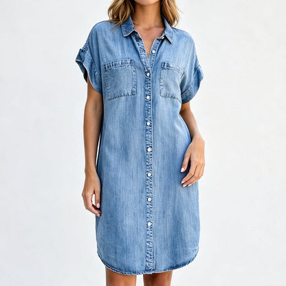 Trending Now⭐💃 Versatile Casual Denim Dress with Front Buttons