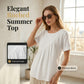 🌸 Asymmetrical Ruched Short Sleeve Blouse – Soft Drape & Effortless Style for Any Occasion