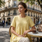 🌸 Asymmetrical Ruched Short Sleeve Blouse – Soft Drape & Effortless Style for Any Occasion