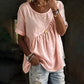 🌸 Asymmetrical Ruched Short Sleeve Blouse – Soft Drape & Effortless Style for Any Occasion