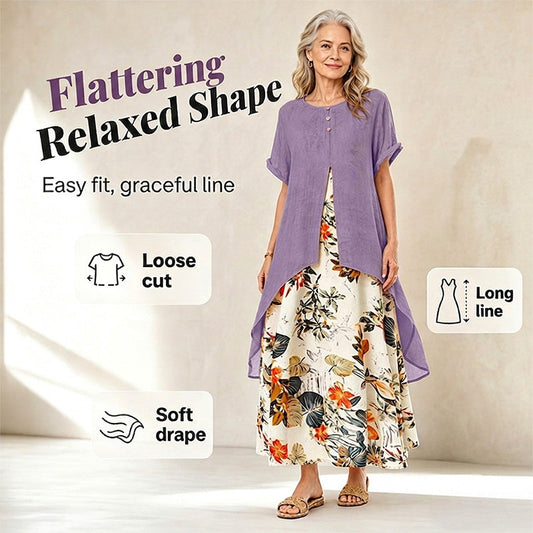 🔥Last Day Sale 60% OFF⏰💐👗Women's Layered Look Floral Print Casual Dress👍✨