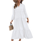Trending Now⭐👗 Tiered A-Line Dress with Flounce Sleeves & Button Front – Breezy Boho Style for Any Occasion