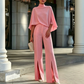 🌺 Breezy Cape Top & Wide-Leg Trousers Set – Refined Craftsmanship for Every Occasion