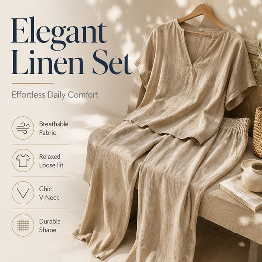 Lightweight Cotton-Linen Top & Pants Set