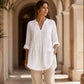 Trending Now⭐💃 Relaxed-Fit V-Neck Top with Tie Accent