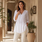 Trending Now⭐💃 Relaxed-Fit V-Neck Top with Tie Accent