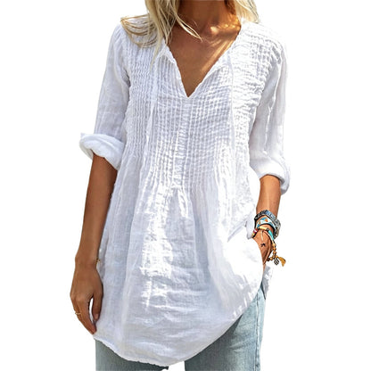 Trending Now⭐💃 Relaxed-Fit V-Neck Top with Tie Accent