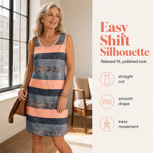 New Arrival✨🌸 Easy Shift Dress in Multicolor Stripe
