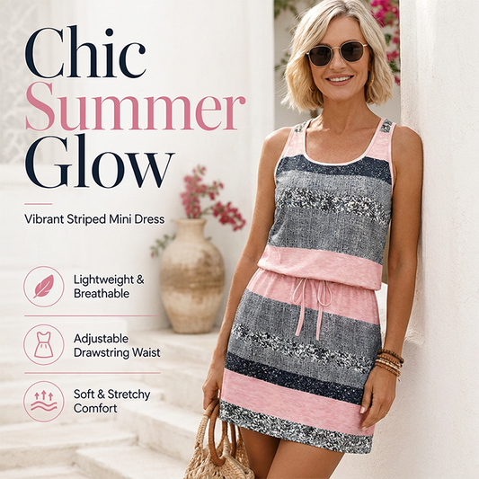 Trending Now🔥👗 Striped Sleeveless Dress with Drawstring Waist – Breathable & Flattering for Effortless Summer Style