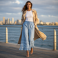 Trending Now⭐💃 Retro-Inspired Wide-Leg Jeans with Frayed Details – Versatile Light & Dark Blue Pairing