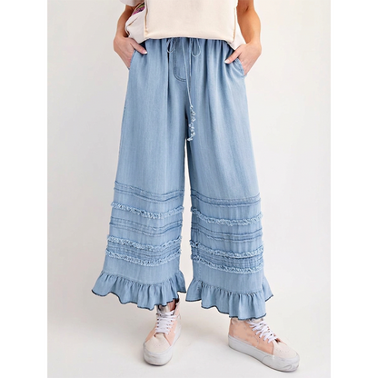 Trending Now⭐💃 Retro-Inspired Wide-Leg Jeans with Frayed Details – Versatile Light & Dark Blue Pairing