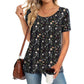 Women's Round Neck Short-Sleeved Floral Top