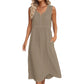 New Arrival✨🌸 Pleated Waist Linen Blend Dress – Flattering Fit & Deep Side Pockets in 8 Classic Colors