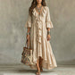 👗 Retro Ruffle V-Neck Dress with Bell Sleeves – Flowing & Feminine for Any Occasion