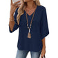 Trending Now⭐💃 Relaxed Lace-Trim Top in Rich Hues – Refined Texture & Easy Drape for All-Day Comfort