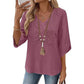 Trending Now⭐💃 Relaxed Lace-Trim Top in Rich Hues – Refined Texture & Easy Drape for All-Day Comfort