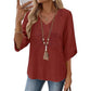 Trending Now⭐💃 Relaxed Lace-Trim Top in Rich Hues – Refined Texture & Easy Drape for All-Day Comfort