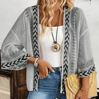 ✨New Arrival✨Retro Geometric Print Sun Protection Cardigan – Breezy Layer for Sunny Days
