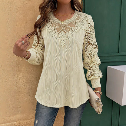 Trending Now🌺 Lightweight Lace Patchwork Top – Must-Have for Effortless Everyday Elegance