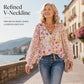 🍁Fall Collection Launch Sale-Women's Summer Floral Print V-Neck T-Shirt