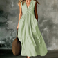✨🛍️Fresh Drop - V-Neck Pleated Dress with Side Pockets – Lightweight & Breezy for Beach Strolls or Brunch 🍃