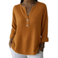 👚Top Pick - V-Neck Henley Top with Waffle Texture – Breathable Fabric & Versatile Solid Colors 🌿