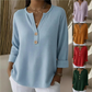 👚Top Pick - V-Neck Henley Top with Waffle Texture – Breathable Fabric & Versatile Solid Colors 🌿