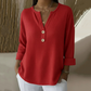 👚Top Pick - V-Neck Henley Top with Waffle Texture – Breathable Fabric & Versatile Solid Colors 🌿