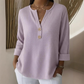 👚Top Pick - V-Neck Henley Top with Waffle Texture – Breathable Fabric & Versatile Solid Colors 🌿