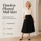 Women's Pleated High Waisted Skirt with Tie Bow