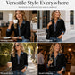 Women's Denim Collar Long Sleeve Patchwork Knit Top