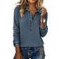 Women's Denim Collar Long Sleeve Patchwork Knit Top