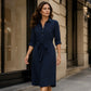 New Arrival✨ 🌸 Versatile button-down dress with matching waistband – 3/4 sleeves create an elegant and relaxed silhouette