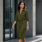 New Arrival✨ 🌸 Versatile button-down dress with matching waistband – 3/4 sleeves create an elegant and relaxed silhouette