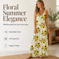 Bestseller🏆👗 Printed Strap Maxi Dress – Elegant V-Neck & Airy Fit for Garden Parties or City Strolls