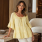 🔥Must-Have👚 Ruffle Tiered Top with 3/4 Sleeves - Elegant Movement & Soft Texture for Effortless Chic