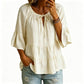 🔥Must-Have👚 Ruffle Tiered Top with 3/4 Sleeves - Elegant Movement & Soft Texture for Effortless Chic