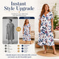 ☀️👗Top Pick - Casual Floral Midi Dress with V-Neck – Soft Drape & Romantic Print
