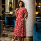 ☀️👗Top Pick - Casual Floral Midi Dress with V-Neck – Soft Drape & Romantic Print