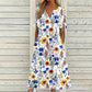 ☀️👗Top Pick - Casual Floral Midi Dress with V-Neck – Soft Drape & Romantic Print
