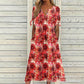 ☀️👗Top Pick - Casual Floral Midi Dress with V-Neck – Soft Drape & Romantic Print