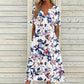 ☀️👗Top Pick - Casual Floral Midi Dress with V-Neck – Soft Drape & Romantic Print